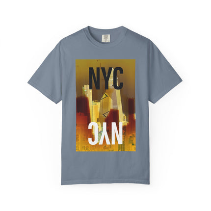 A New York Minute By Kevin Quinn -Urban Modern Abstract Architecture Cityscape Tee with Bold NYC Text