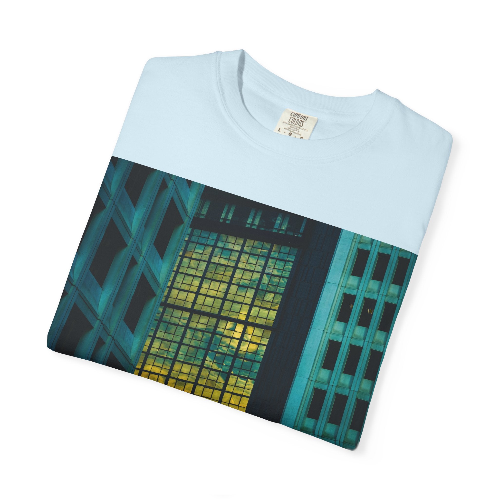 Walking With Van Gogh By Kevin Quinn-Urban Modern Architecture City Window Photo Tee — Nighttime Urban Architecture T-Shirt