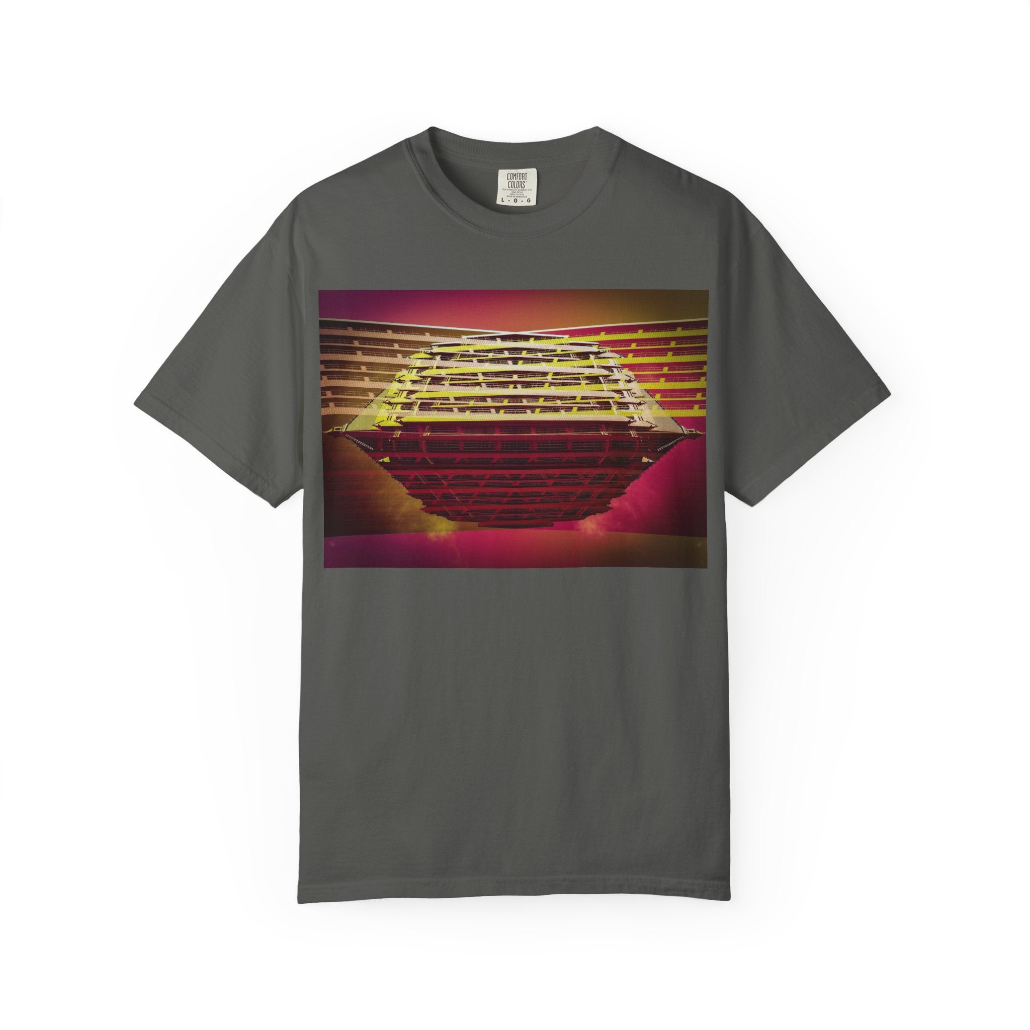 Dreaming With Dali By Kevin Quinn -Retro Futuristic Sunset Abstract Urban Architecture T-Shirt — Geometric Vaporwave Graphic