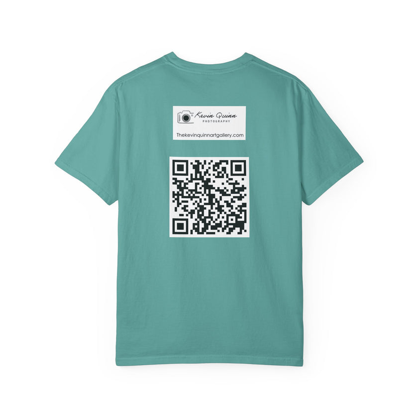 Ava's Search Engine By Kevin Quinn -Abstract Glitch Art T-Shirt with QR Code Back — Techy Urban Graphic Tee
