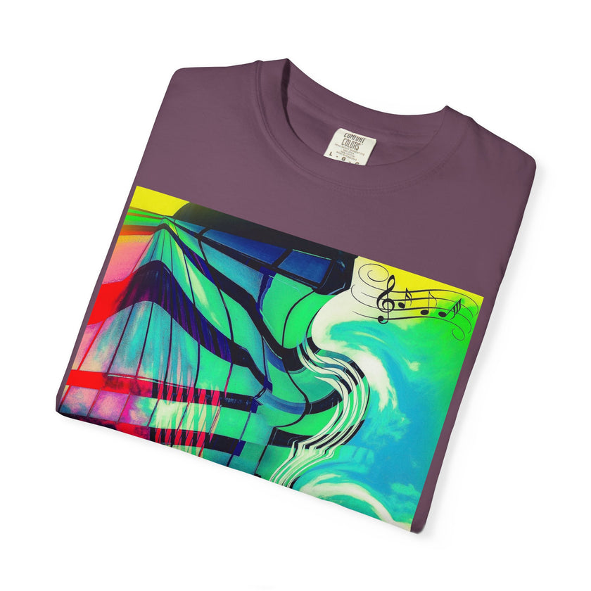 Rooftop Jazz By Kevin Quinn -Abstract Urban Modern Architecture Psychedelic Swirl T-Shirt