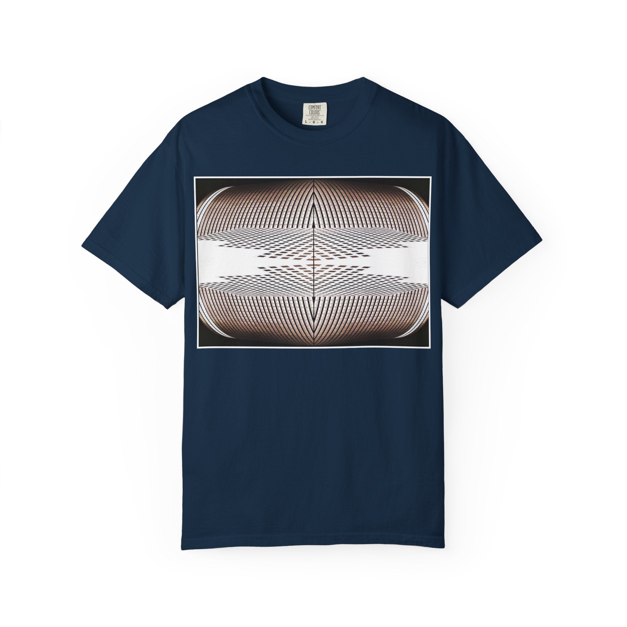 Thought Machine By Kevin Quinn -Optical Waveform Graphic T‑Shirt — Geometric Illusion Art Tee