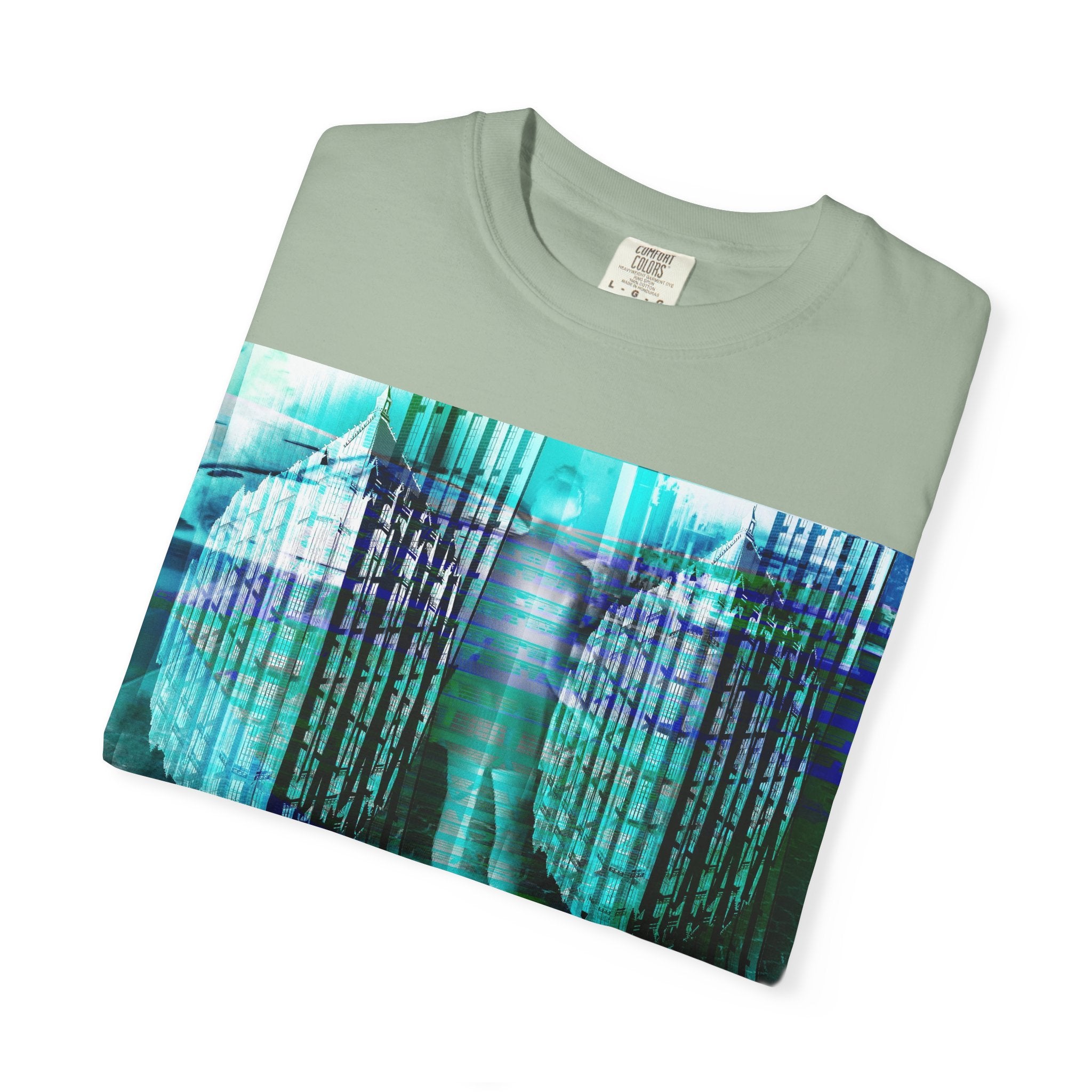 Pardon Me By Kevin Quinn -Abstract Urban Architecture Street Photography Blue T-Shirt — Surreal Nature Graphic Tee
