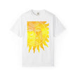 Silky The Sun Kid By Kevin Quinn-Modern Urban Sunface Graphic T-Shirt — Yellow Sun Artwork with QR Code Back