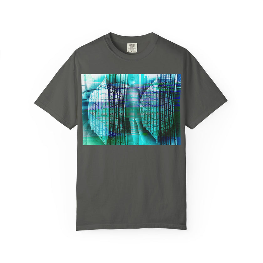Pardon Me By Kevin Quinn -Abstract Urban Architecture Street Photography Blue T-Shirt — Surreal Nature Graphic Tee