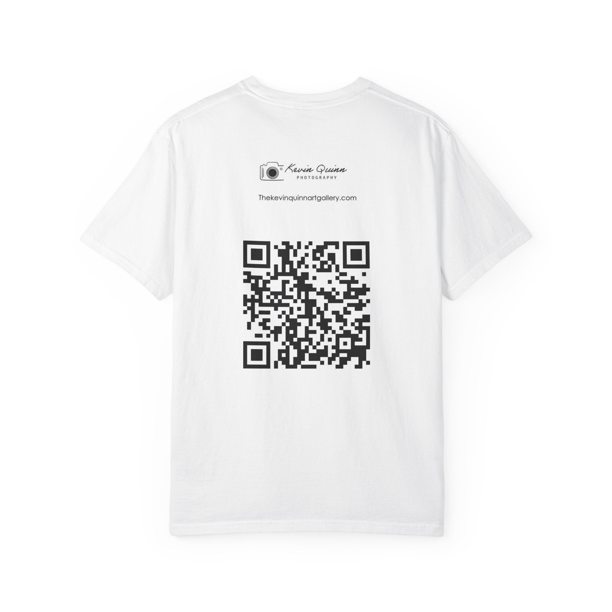 Glamour Boy By Kevin Quinn T-Shirt — Abstract Pop Art Architecture Neon Philly City Monument Graphic with QR Code Back