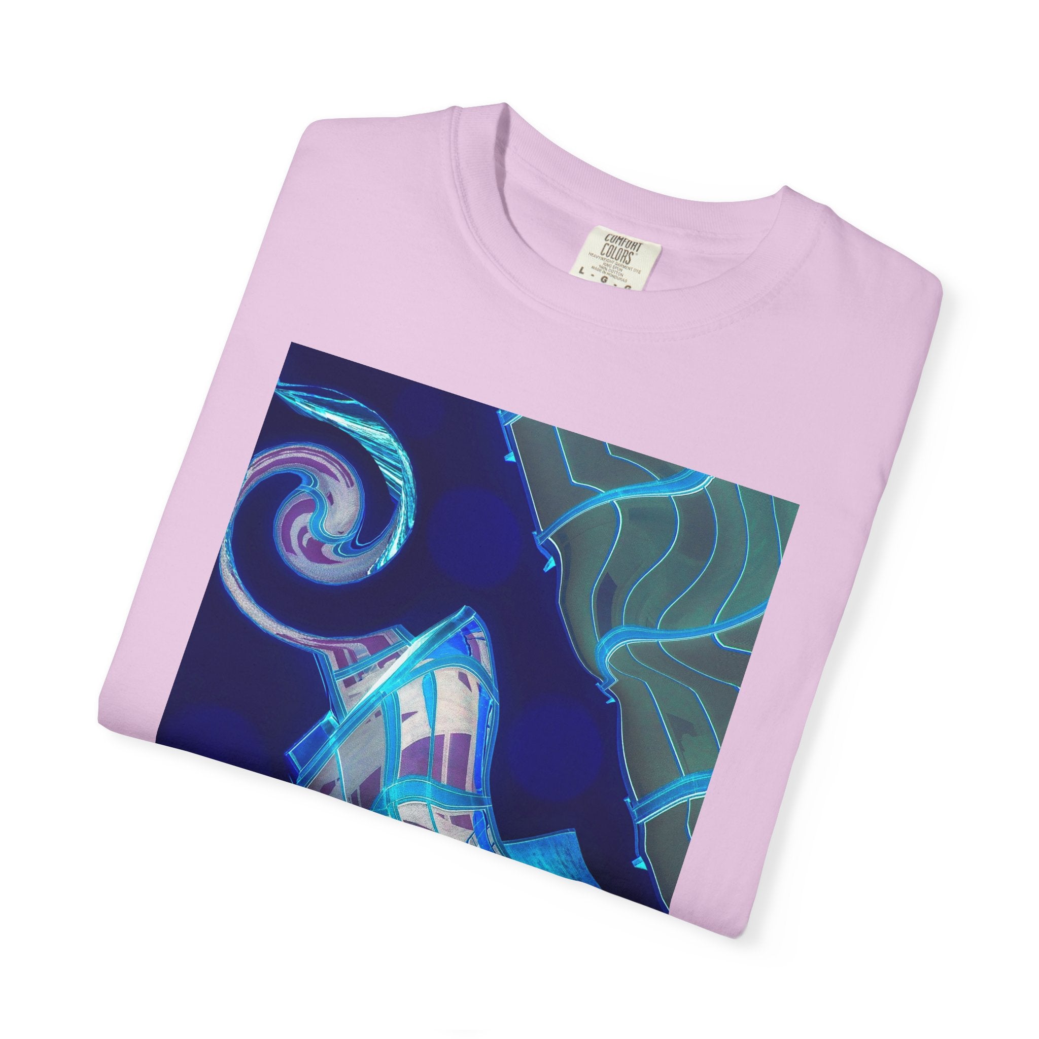 Tiny Dancer By Kevin Quinn   -Urban Modern Abstract Architecture Graphic Tee— Blue Surreal Building Art