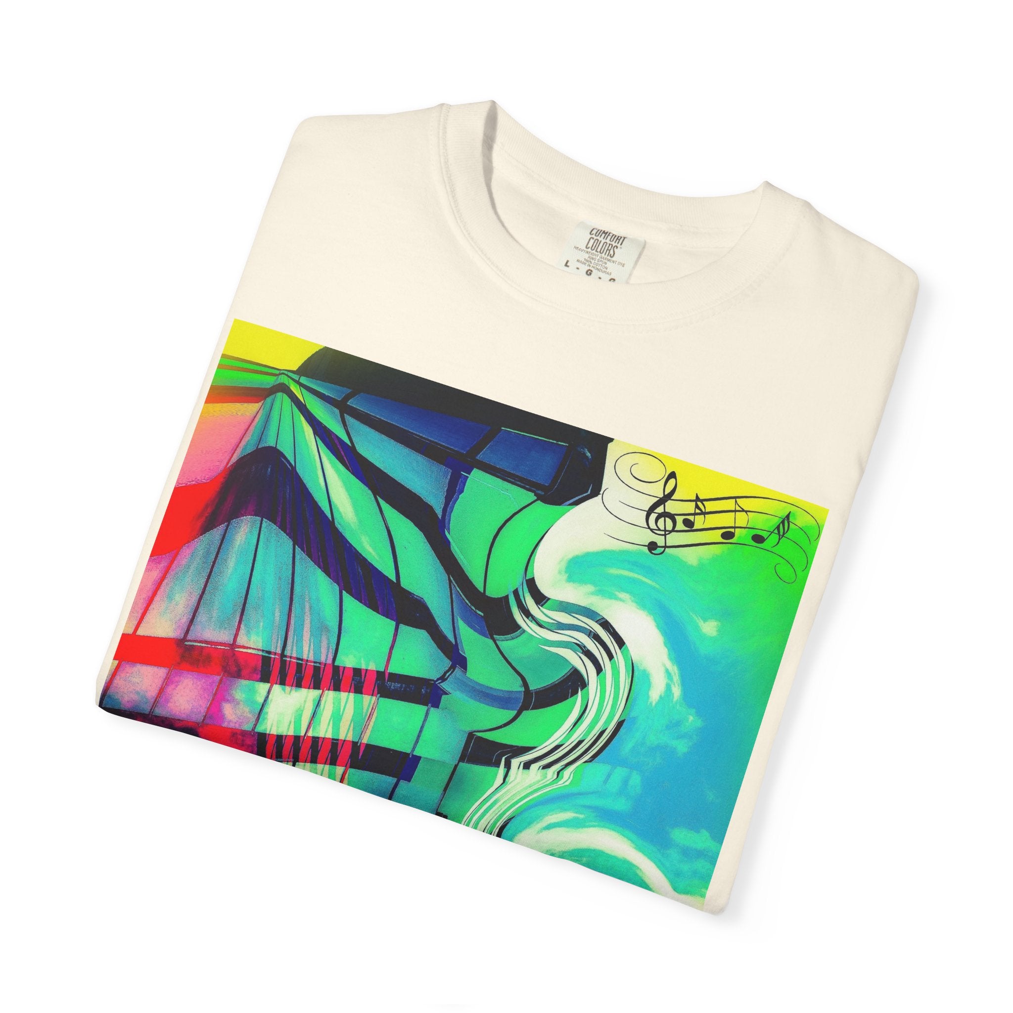 Rooftop Jazz By Kevin Quinn -Abstract Urban Modern Architecture Psychedelic Swirl T-Shirt
