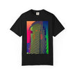 New York Beats By Kevin Quinn -Modern Abstract Architecture Neon Cityscape T-Shirt — Retro Vaporwave Building Print