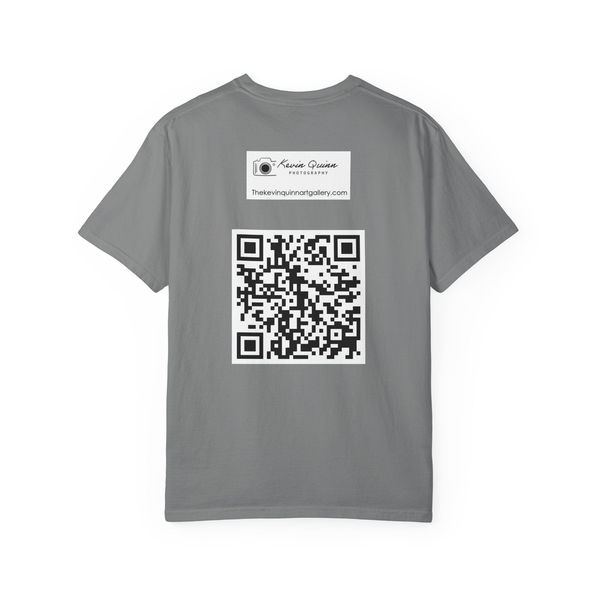 Glamour Boy By Kevin Quinn T-Shirt — Abstract Pop Art Architecture Neon Philly City Monument Graphic with QR Code Back