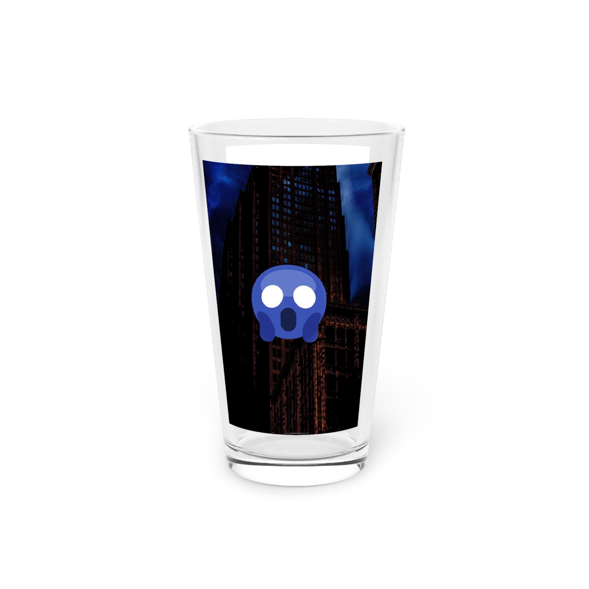 Abstract Art Beer Pint Glass – 16oz Craft Beer Glass – “Mr. O” by Kevin Quinn