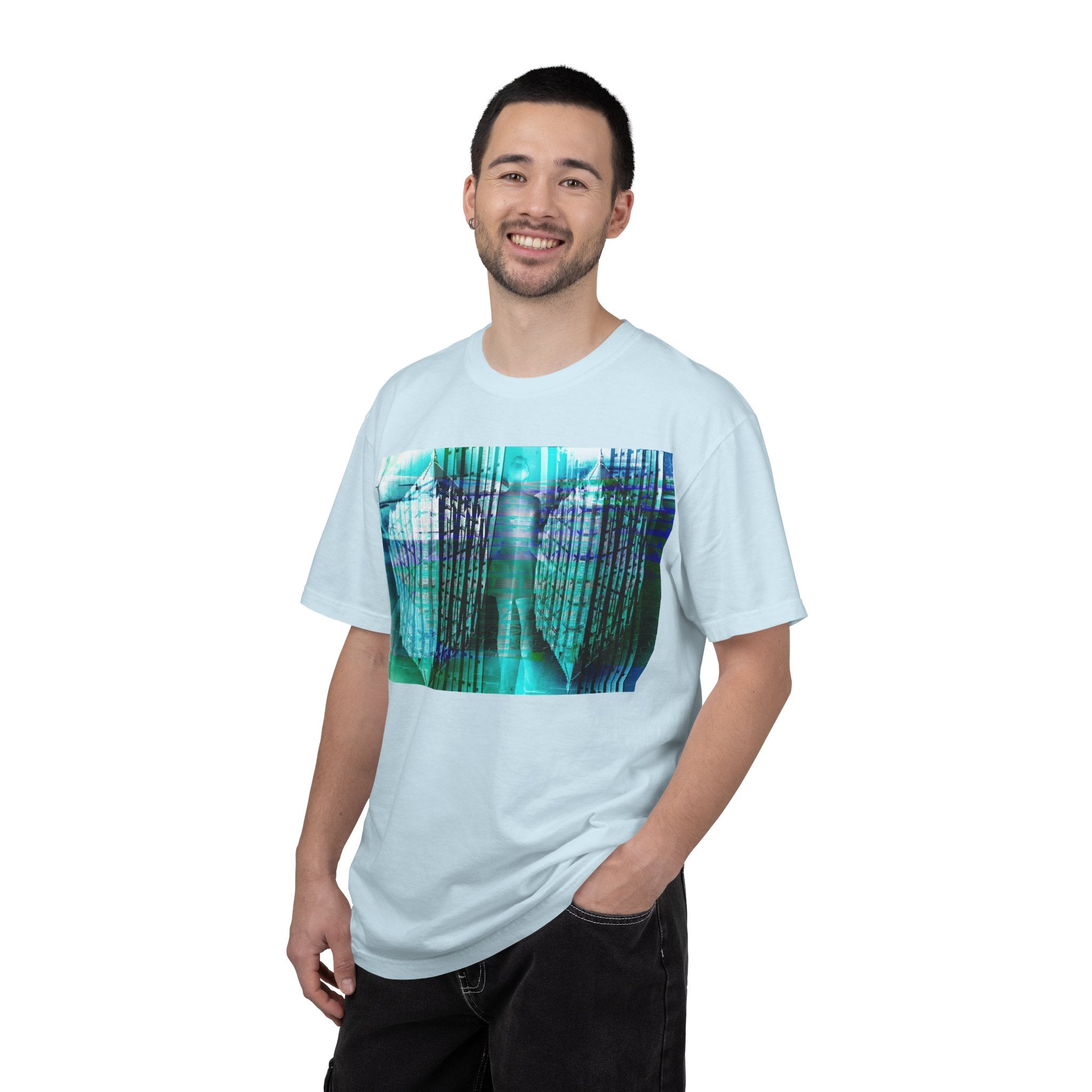 Pardon Me By Kevin Quinn -Abstract Urban Architecture Street Photography Blue T-Shirt — Surreal Nature Graphic Tee