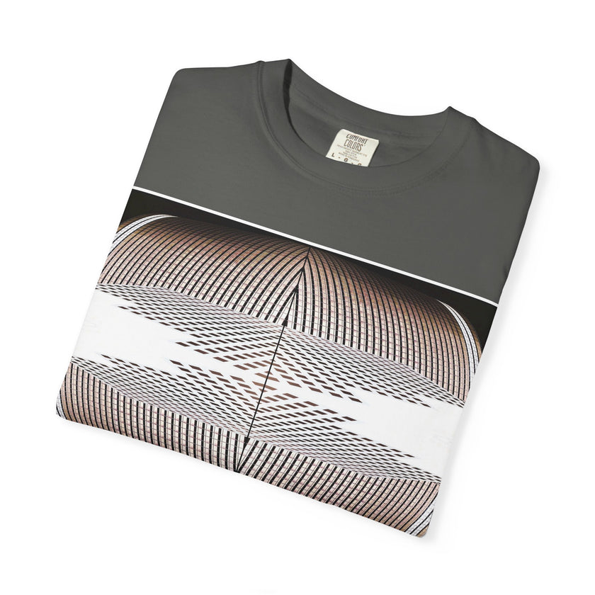 Thought Machine By Kevin Quinn -Optical Waveform Graphic T‑Shirt — Geometric Illusion Art Tee