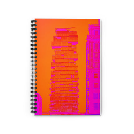 Fashion Show By Kevin Quinn -Neon NYC Cityscape Spiral Notebook — Bright Pink & Orange Urban Journal
