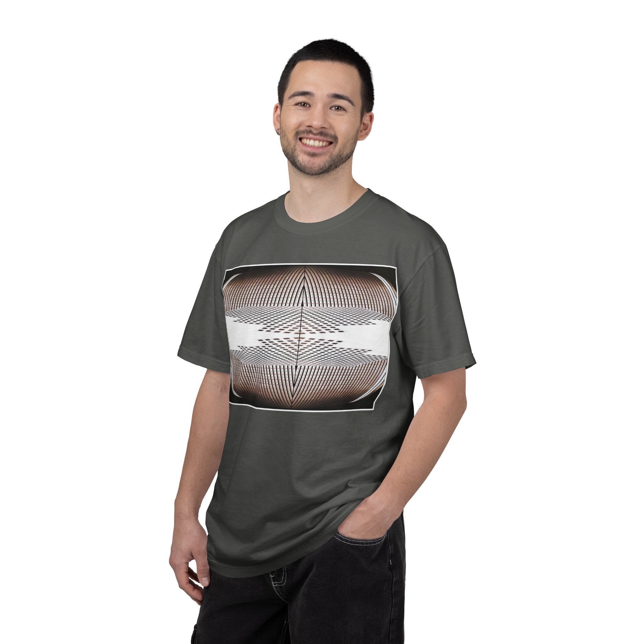 Thought Machine By Kevin Quinn -Optical Waveform Graphic T‑Shirt — Geometric Illusion Art Tee