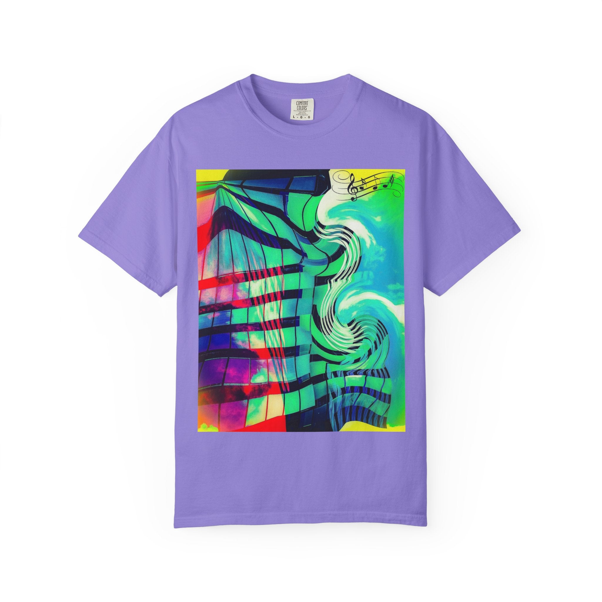Rooftop Jazz By Kevin Quinn -Abstract Urban Modern Architecture Psychedelic Swirl T-Shirt
