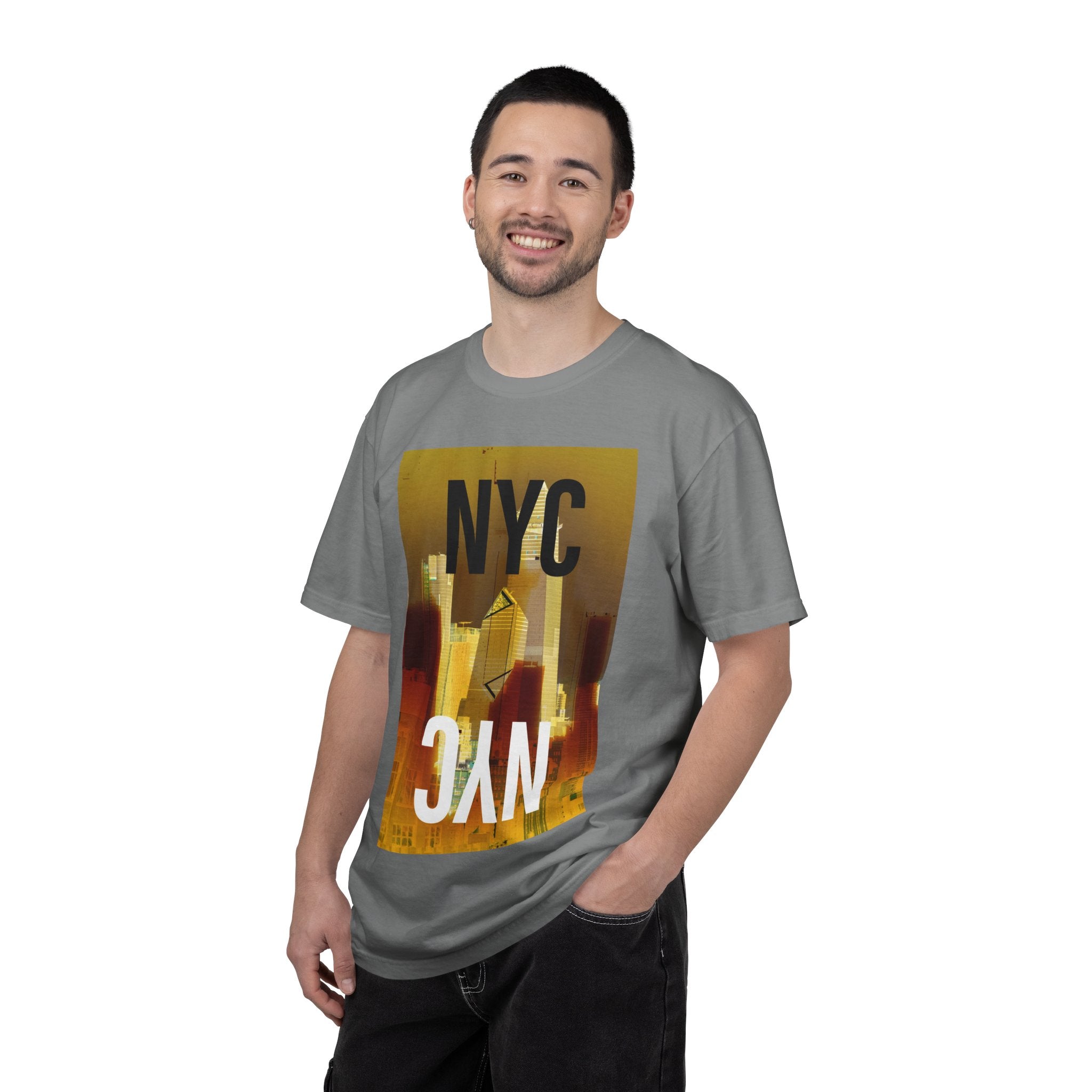A New York Minute By Kevin Quinn -Urban Modern Abstract Architecture Cityscape Tee with Bold NYC Text
