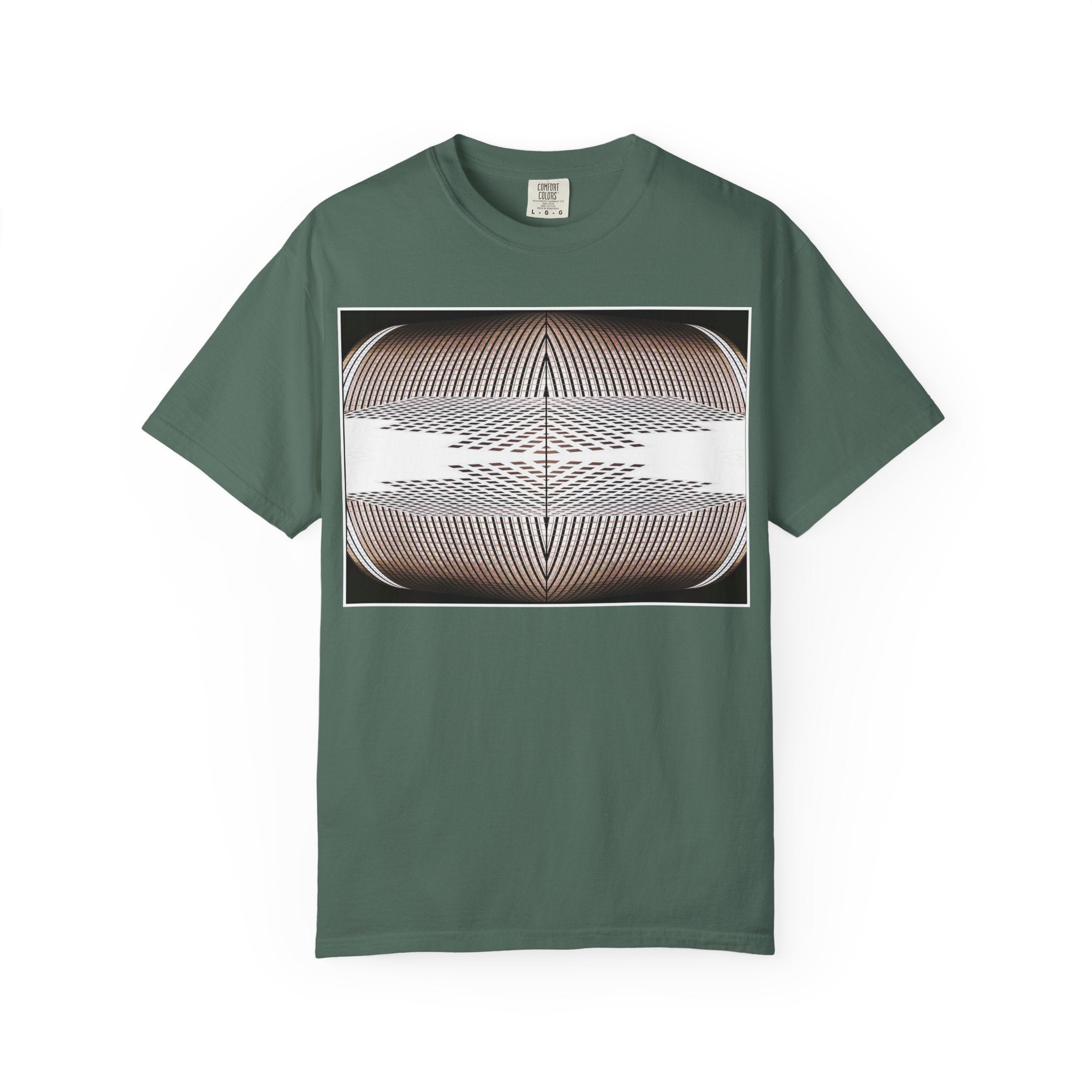 Thought Machine By Kevin Quinn -Optical Waveform Graphic T‑Shirt — Geometric Illusion Art Tee