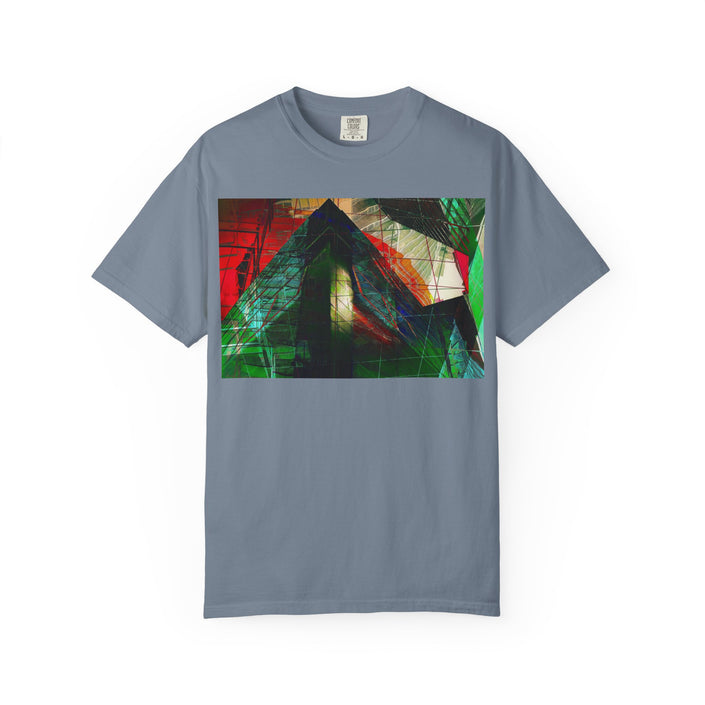 In The Journey By Kevin Quinn- Abstract Urban Architecture Geometric Pyramid T-Shirt — Colorful Architectural Art Tee