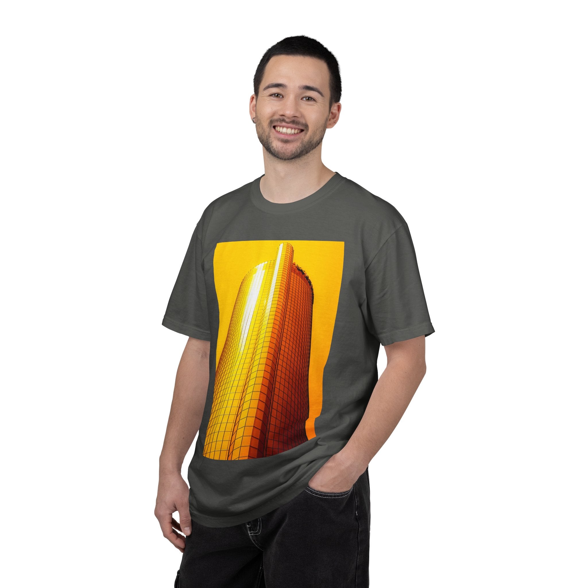 Summer In The City By Kevin Quinn -Modern Urban Architecture Sunset Skyscraper T-Shirt — Golden Architectural Photo Tee