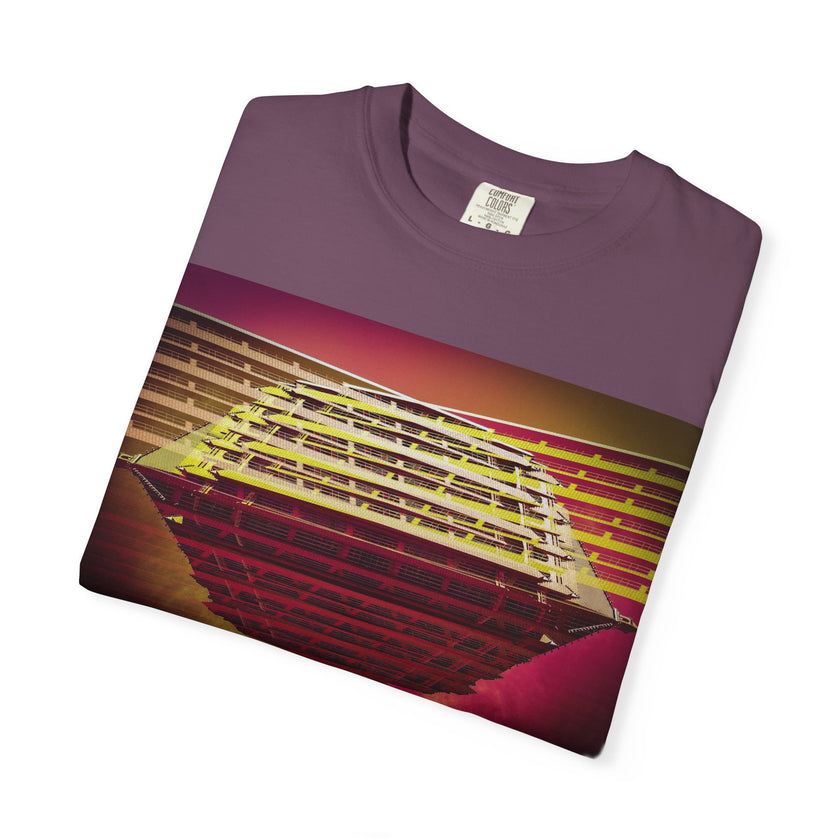 Dreaming With Dali By Kevin Quinn -Retro Futuristic Sunset Abstract Urban Architecture T-Shirt — Geometric Vaporwave Graphic
