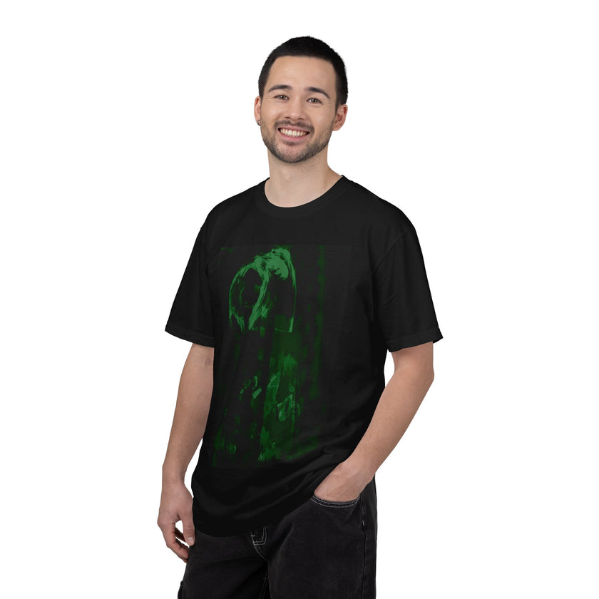 Poison Ivy's Pleasure By Kevin Quinn   -Skull in Green Glow T-Shirt — Neon Urban Architecture Gothic Graphic Tee