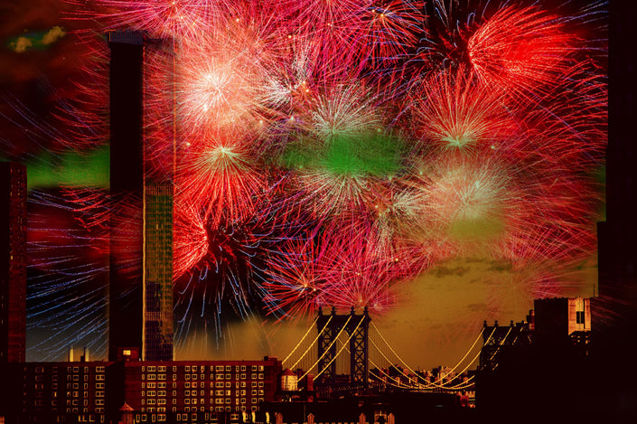 NYC Fireworks- Abstract Architecture Photography Print | Modern Wall Art | Digital Download by Kevin Quinn