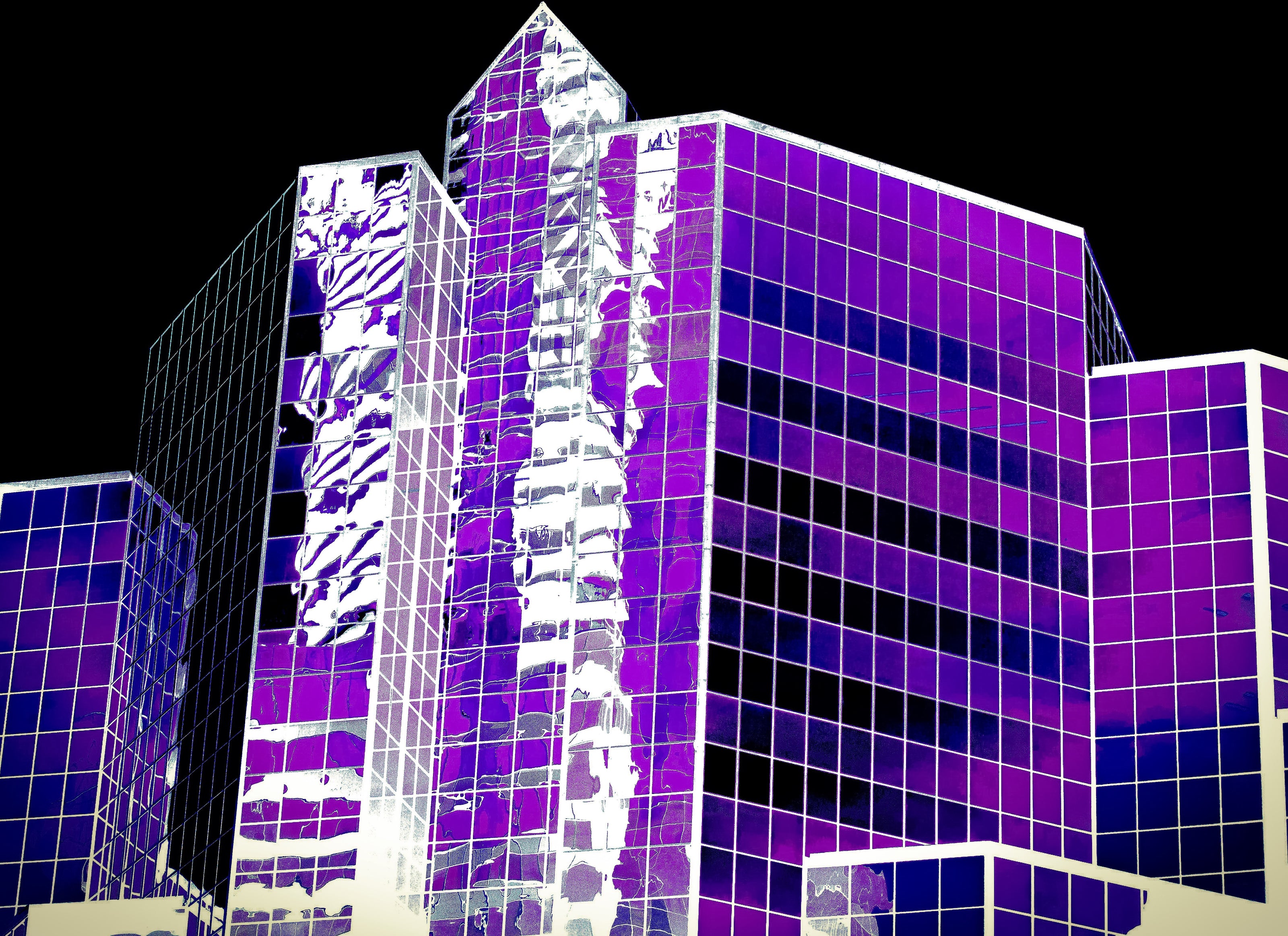 Purple Flowers In The Black Sky- Abstract Architecture Photography Print | Modern Wall Art | Digital Download by Kevin Quinn